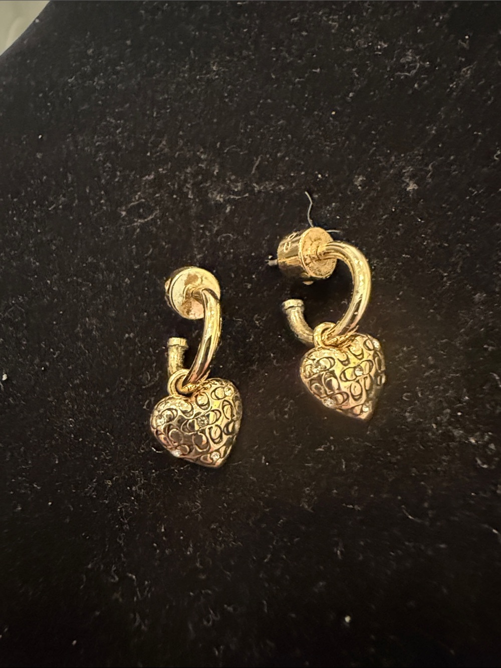 Coach Gold-Tone Heart Charm Huggie Earrings - Picture 3 of 3